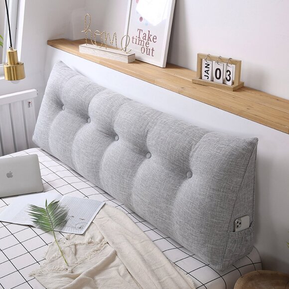 SOGA 180cm Silver Wedge Bed Cushion - Picture 6 of 16